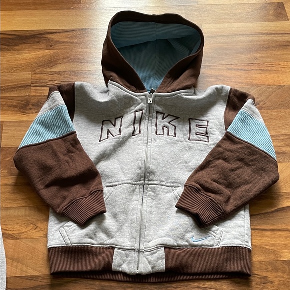 Nike Kids Brown and Gray Jogger Set with Blue Accents - Picture 3 of 8